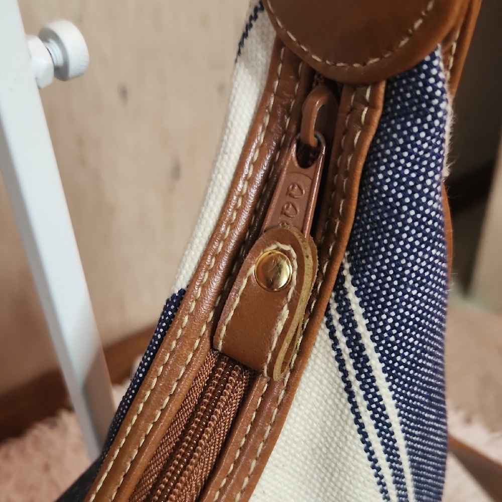 Capezio Blue and White Striped Crossbody Bag - Picture 6 of 9